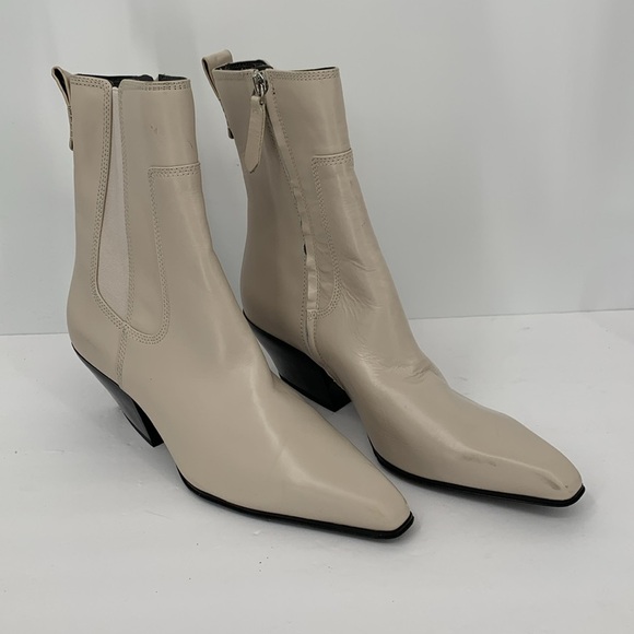 Franco Sarto Anina Western Cowboy ankle boots Chelsea zipper heel leather 9.5 - Picture 2 of 10